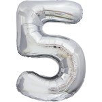 Шар (50''/127 см) Цифра, 5 XXL, Серебро, 1 шт. в уп., 131145