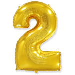 Шар (40''/102 см) Цифра, 2, Золото, 1 шт. в уп., 901762OP