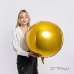 Шар 3D (32''/81 см) Сфера, Золото, 1 шт., 23856