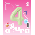 Шар (40''/102 см) Цифра, 4 Slim, Пыльный лайм, 1 шт. в уп., 942541