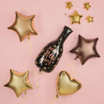 Шар (36''/91 см) Фигура, Бутылка Шампанское, Новогодние звезды, Черный, 1 шт., 23135