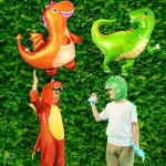 Шар (33''/84 см) Фигура, Веселый динозаврик, 1 шт., 901835