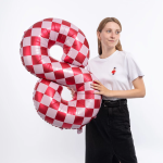 Шар (34''/86 см) Цифра, 8 Клеточки, Розовый/Фуше, 1 шт. в уп., 26648