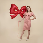 Шар (50''/127 см) Фигура, Бант, Красный, Сатин, 1 шт. в уп., 27059P