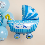 Шар (35''/89 см) Фигура, Коляска для мальчика, Голубой, 1 шт., 901740