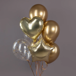 Шар (18''/46 см) Сердце, Белое золото, Металлик, 1 шт., 24074