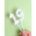 Свеча Цифра, 1 Сладкое конфетти, на шпажке, Белый, 5 + 7 см, 1 шт. с держат., 802841