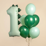 Шар (42''/107 см) Цифра, 1 Динозаврик, Зеленый, Сатин, 1 шт. в уп., 27701