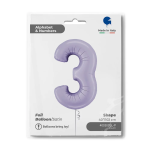 Шар (40''/102 см) Цифра, 3, Сиреневый, Сатин, 1 шт. в уп., 400300SL-P