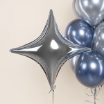 Шар (31''/79 см) Звезда, 4х-конечная, Сириус, Серебро, Металлик, 1 шт., 27674