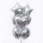 Шар (18''/46 см) Сердце, Серебро, 1 шт., 201500P