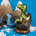 Шар 3D (21''/53 см) Фигура на подставке, Динозаврик в яйце, Зеленый, 1 шт. в уп., 19798