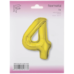 Шар (40''/102 см) Цифра, 4 Slim, Золото, 1 шт. в уп., B901914O