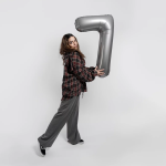 Шар (40''/102 см) Цифра, 7 Slim, Лунное Серебро, Матовый, 1 шт. в уп., B901917MMS