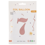 Шар (40''/102 см) Цифра, 7, Пыльная роза, Сатин, 1 шт. в уп., 24277