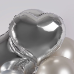 Шар (18''/46 см) Сердце, Серебро, Металлик, 1 шт., 123031