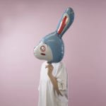 Шар (22''/56 см) Фигура, 3D Голова, Заяц (надув воздухом), Голубой, 1 шт., 19632