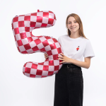 Шар (34''/86 см) Цифра, 5 Клеточки, Розовый/Фуше, 1 шт. в уп., 26645