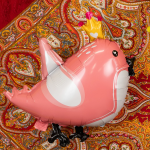 Шар (24''/61 см) Фигура, Птичка в короне, Розовый, 1 шт., 23355
