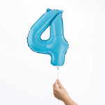 Шар с клапаном (16''/41 см) Мини-цифра, 4, Голубой, Матовый, 1 шт., 23404
