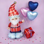 Шар 3D (52''/132 см) Фигура на подставке, Новогодний гном, 1 шт. в уп., GK70021-P
