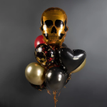 Шар (29''/74 см) Фигура, Череп, Золото, 1 шт., 20392