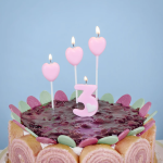 Свеча Цифра, 3 Белое сердечко, на шпажке, Розовый, 4,5 + 4 см, 1 шт. с держат., 802833