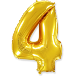 Шар (40''/102 см) Цифра, 4, Золото, 1 шт. в уп., 901764OP