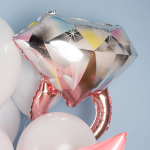 Шар с клапаном (17''/43 см) Мини-фигура, Кольцо с бриллиантом, Розовое Золото, 1 шт., 160762