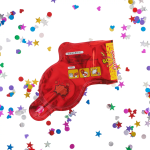 Шар с клапаном (8''/20 см) Мини-фигура, Пистолет - хлопушка с конфетти, Красный, 1 шт., 23248