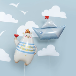 Шар (31''/79 см) Фигура, Мишка с сердечком, Сатин, 1 шт. в уп., 26186