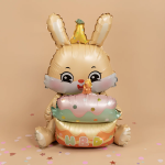 Шар (37''/94 см) Фигура 3D, Зайка с тортиком, 1 шт. в уп., 24877