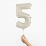 Шар с клапаном (16''/41 см) Мини-цифра, 5, Белый песок, Сатин, 1 шт., 26155