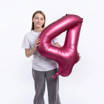 Шар (34''/86 см) Цифра, 4, Бордовый, Сатин, 1 шт. в уп., 131064V