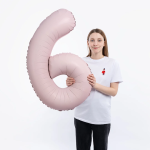 Шар (40''/102 см) Цифра, 6 Slim, Пыльная роза, Сатин, 1 шт. в уп., C901916SDR
