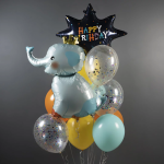 Шар (39''/99 см) Фигура, Слоненок в короне, 1 шт., 23314