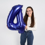 Шар (32''/81 см) Цифра, 4, Темно-синий, 1 шт. в уп., 26054