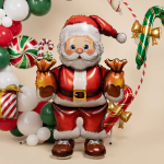 Шар 3D (43''/109 см) Фигура на подставке, Дед Мороз с подарками, 1 шт. в уп., 27156