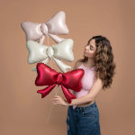 Шар с клапаном (20''/51 см) Фигура, Бант (надув воздухом), Белый песок, Сатин, 1 шт., 26460