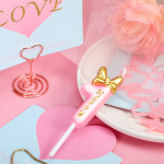 Свеча Цифра, 1 Золотой бант, на шпажке, Розовый, Металлик, 2,3*5,7 + 4 см, 1 шт. с держат., 802821