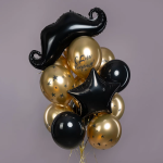 Шар (35''/89 см) Фигура, Усы, Черный, 1 шт. в уп., 15705P