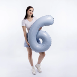 Шар (40''/102 см) Цифра, 6 Slim, Небесный, 1 шт. в уп., 941179