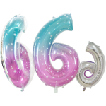 Шар (34''/86 см) Цифра, 6 Нежные искры, Розовый, Градиент, 1 шт. в уп., 131036