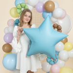 Шар (30''/76 см) Звезда, Голубой, Сатин, 1 шт. в уп., 27498