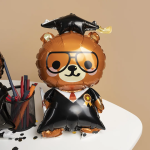 Шар с клапаном (17''/43 см) Мини-фигура, Медвежонок Выпускник, 1 шт., 24582