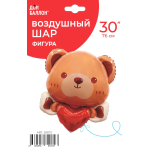 Шар (30''/76 см) Фигура, Мишка с сердцем, 1 шт. в уп., 26672