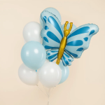 Шар (34''/86 см) Фигура, Изящная бабочка, Голубой, Сатин, 1 шт., 27635