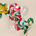 Шар (25''/64 см) Фигура, Конфета, Золотые полоски, Розовый/Красный, 1 шт., 26944