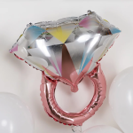 Шар с клапаном (17''/43 см) Мини-фигура, Кольцо с бриллиантом, Розовое Золото, 1 шт., 160762