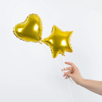 Шар с клапаном (10''/25 см) Мини-сердце, Золото, Металлик, 1 шт., 27235